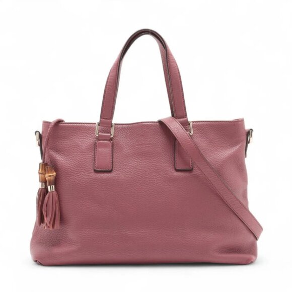 Gucci Bamboo Tassel Leather Two-Way Handbag Pink - Picture 1 of 16